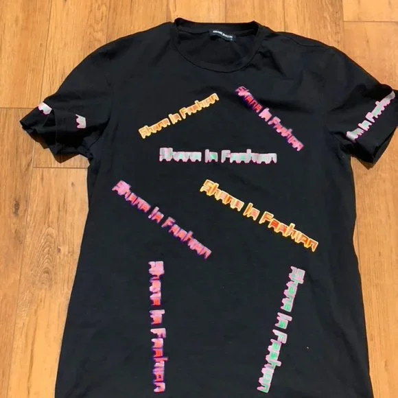 NWOT- Shane Justin - WMS BLK GRAFFATTI - Short Sleeve Shirt or Mini Dress Shirt - Picture 2 of 2